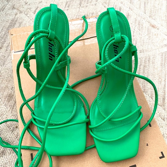 SHEIN Shoes Kelly Green Lace Up Sandals Poshmark